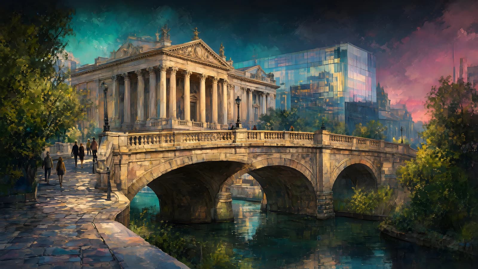 Classical Bridge at Dusk
