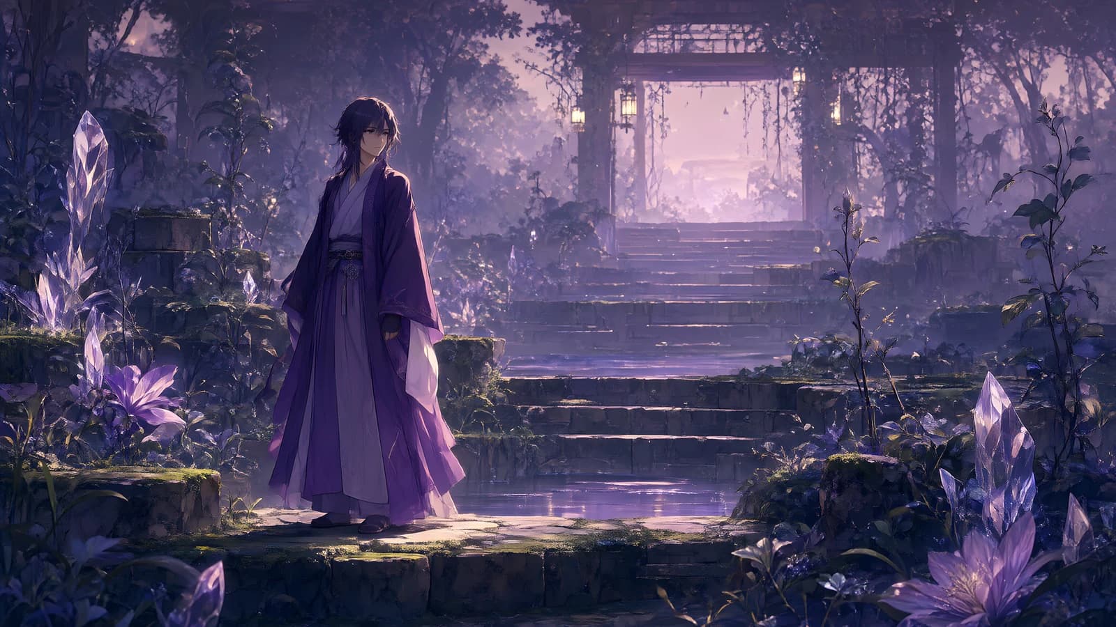 Figure in a Misty Garden