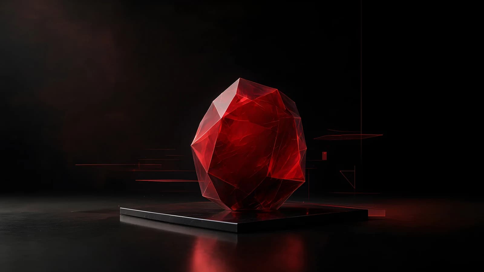 Red Faceted Crystal