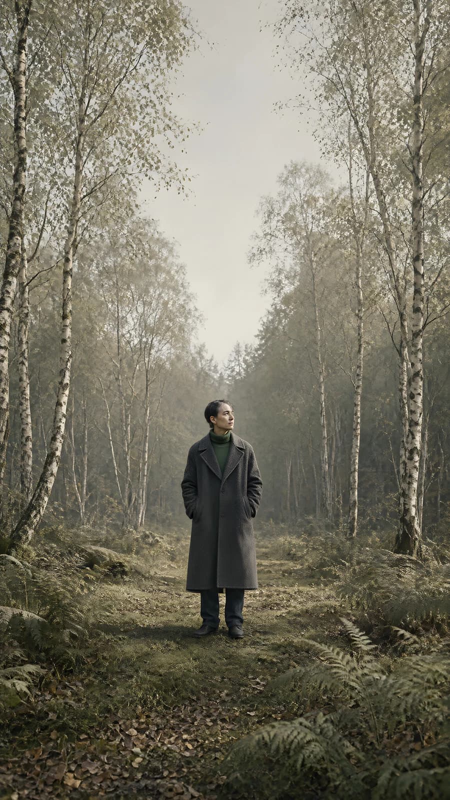 Person in a Misty Forest