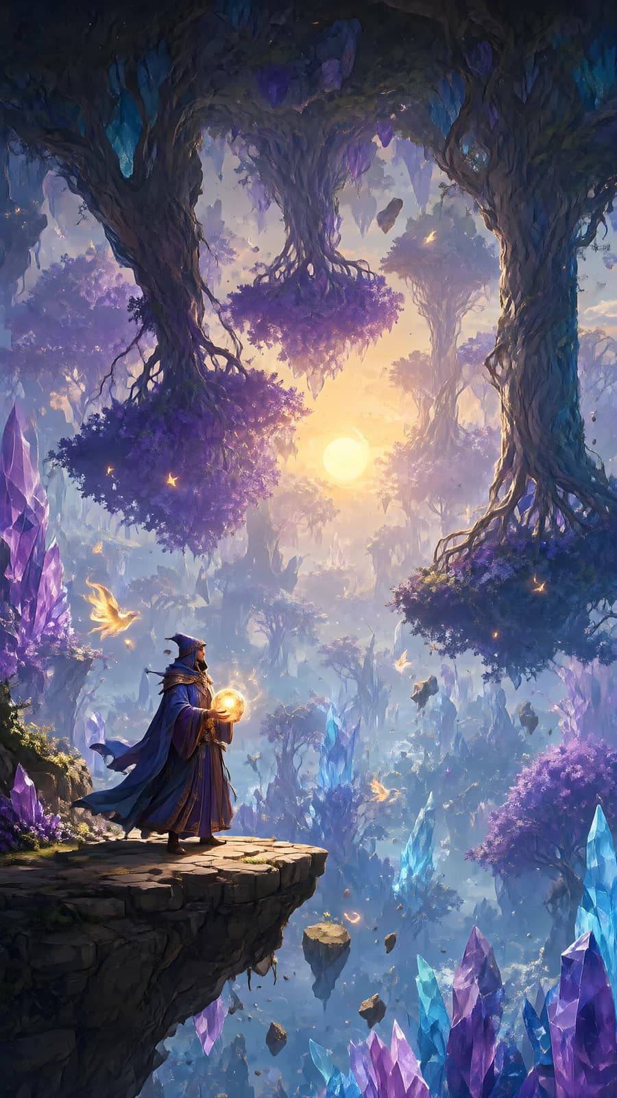 Wizard on a Crystal Clifftop