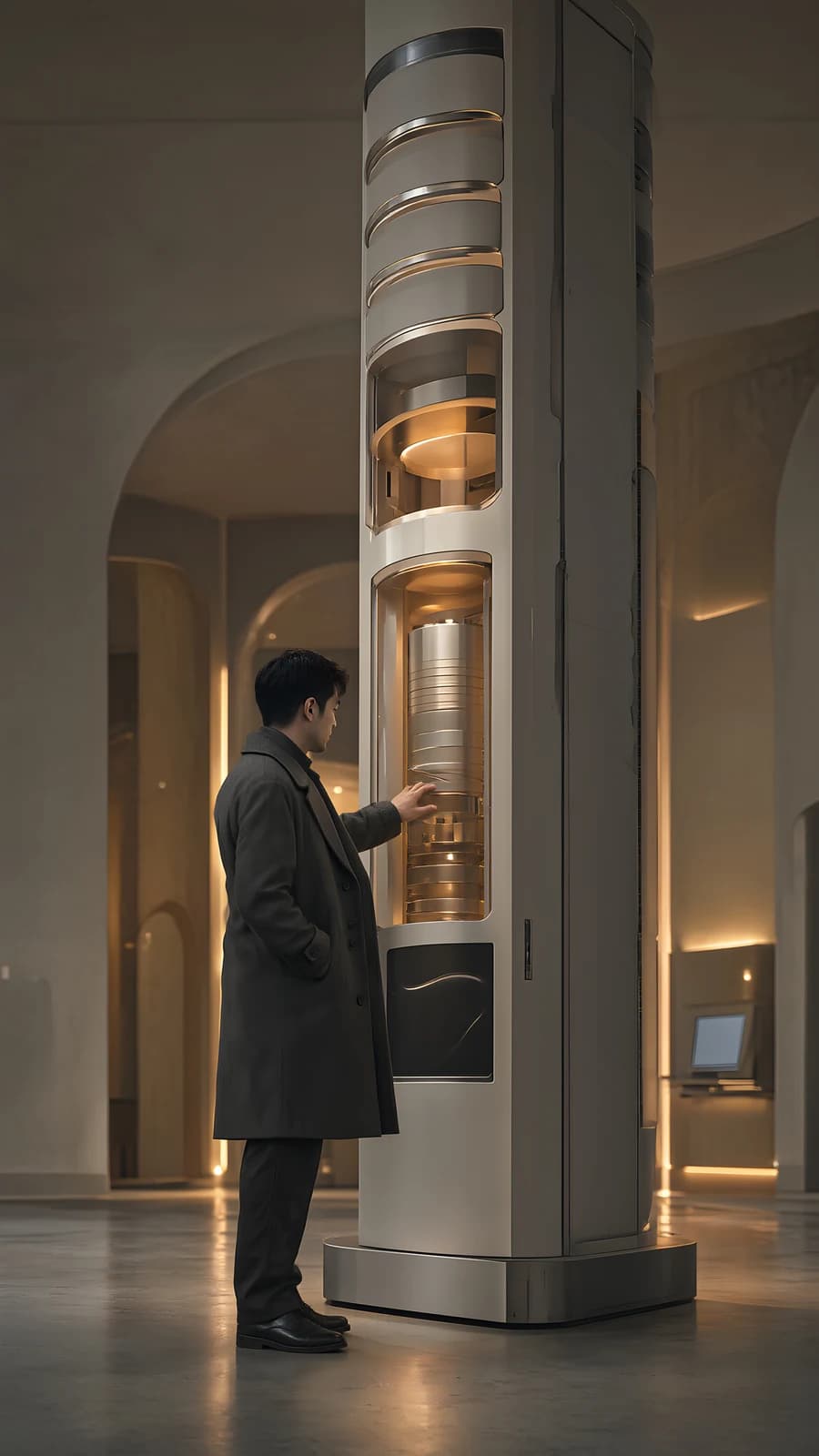Man at a Tall Machine