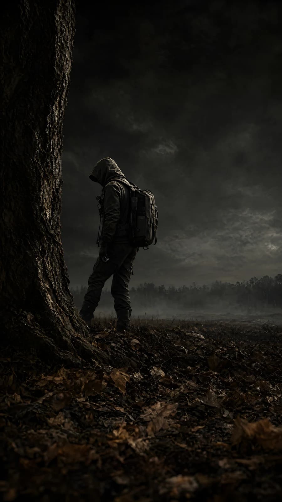 Hooded Figure in a Dark Forest