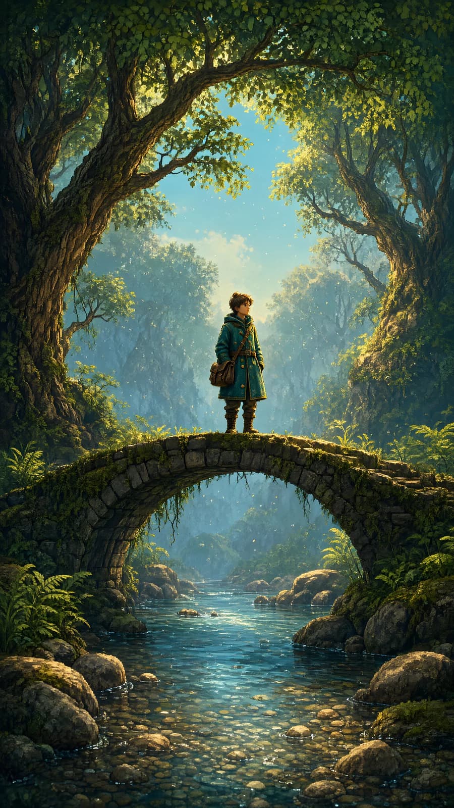 Figure on a Stone Bridge