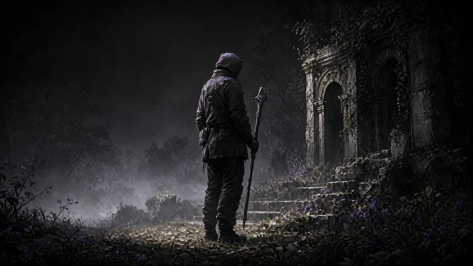 Hooded Wanderer in Ruins