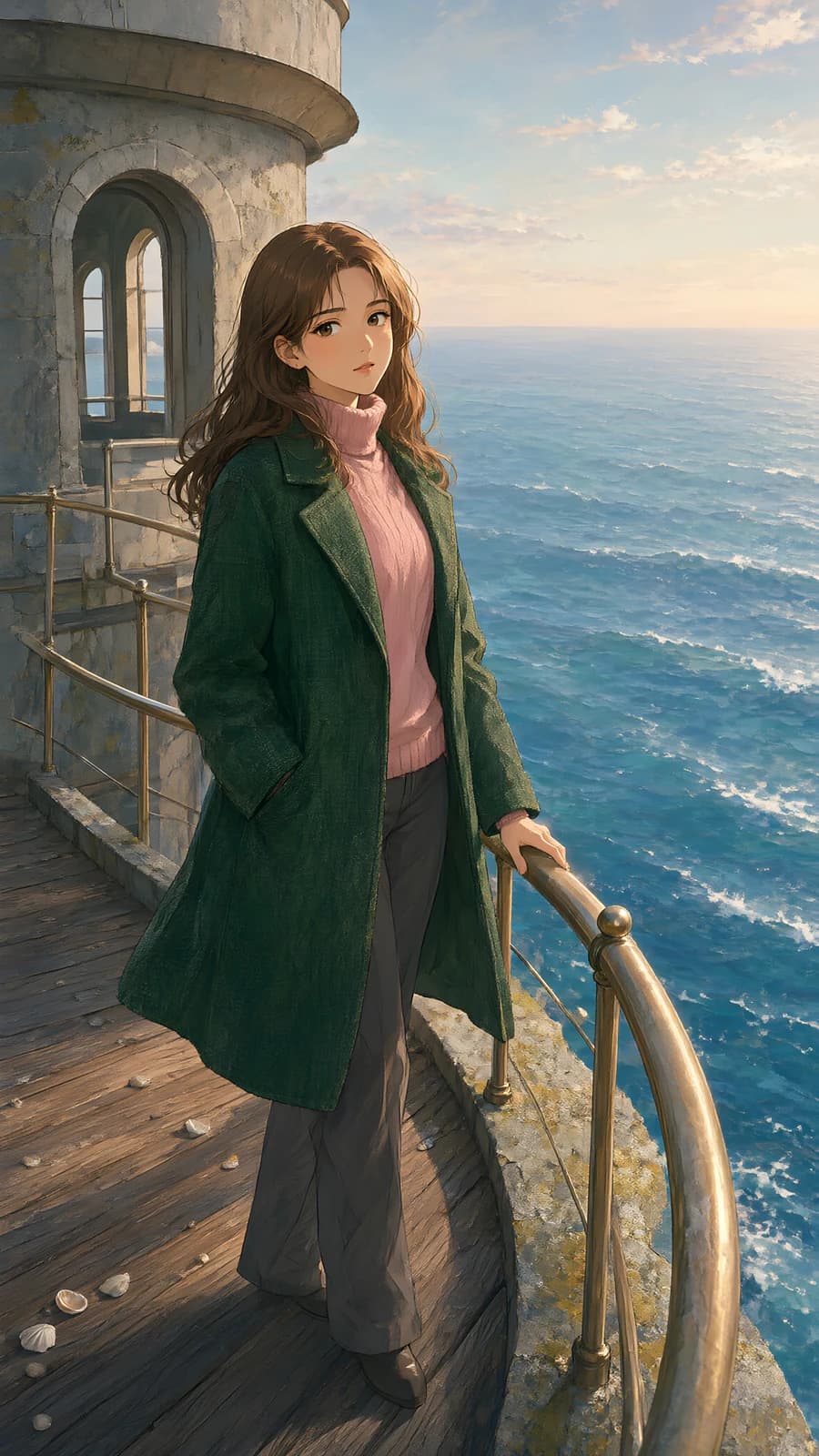 Woman on a Seaside Deck
