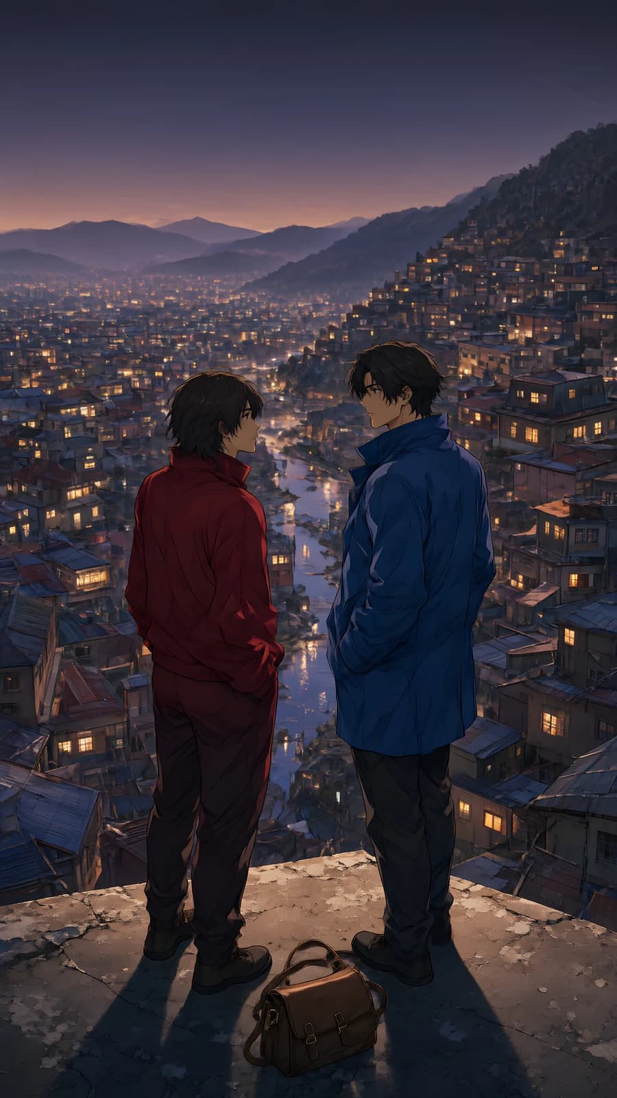 Two Figures on a Rooftop