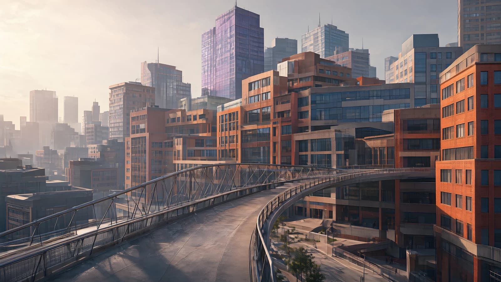 City Skyline with Elevated Road