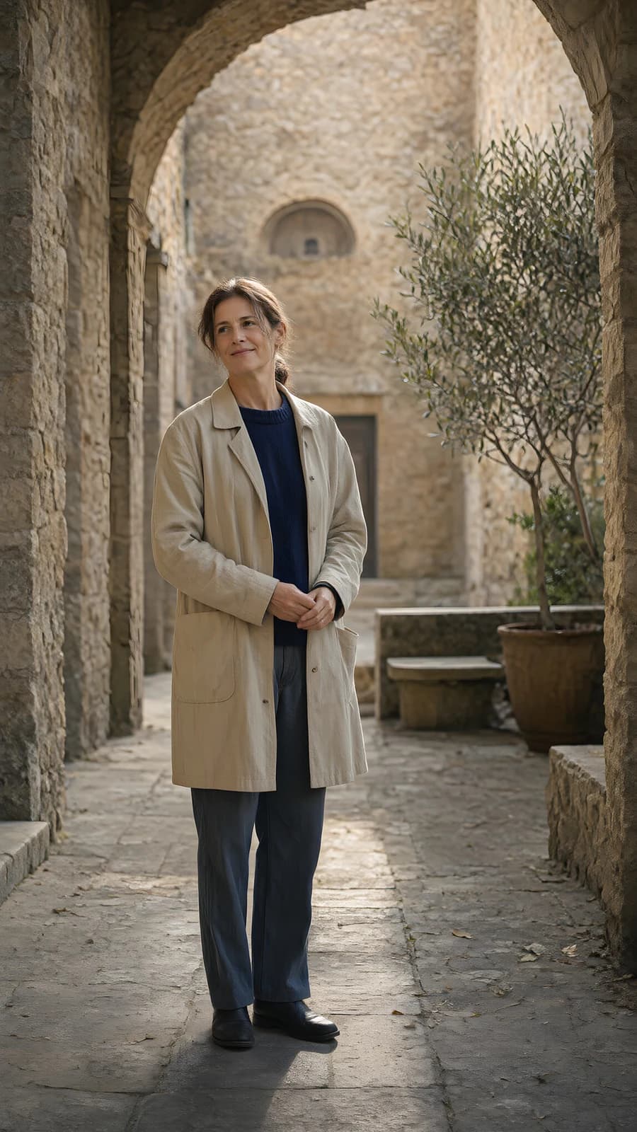 Woman in a Stone Cloister