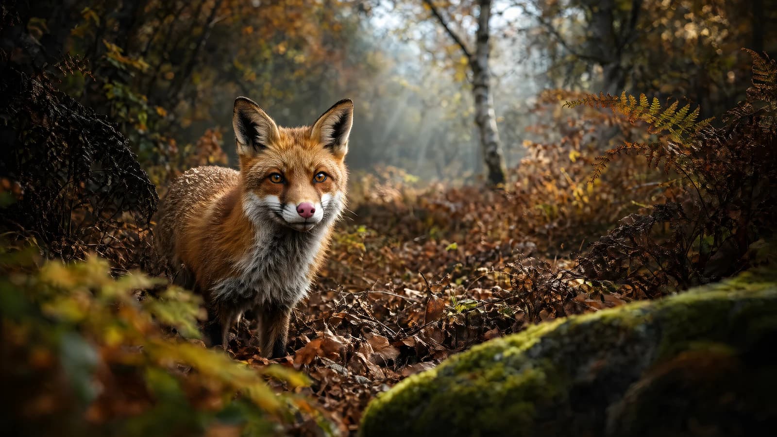 Red Fox in Autumn Forest