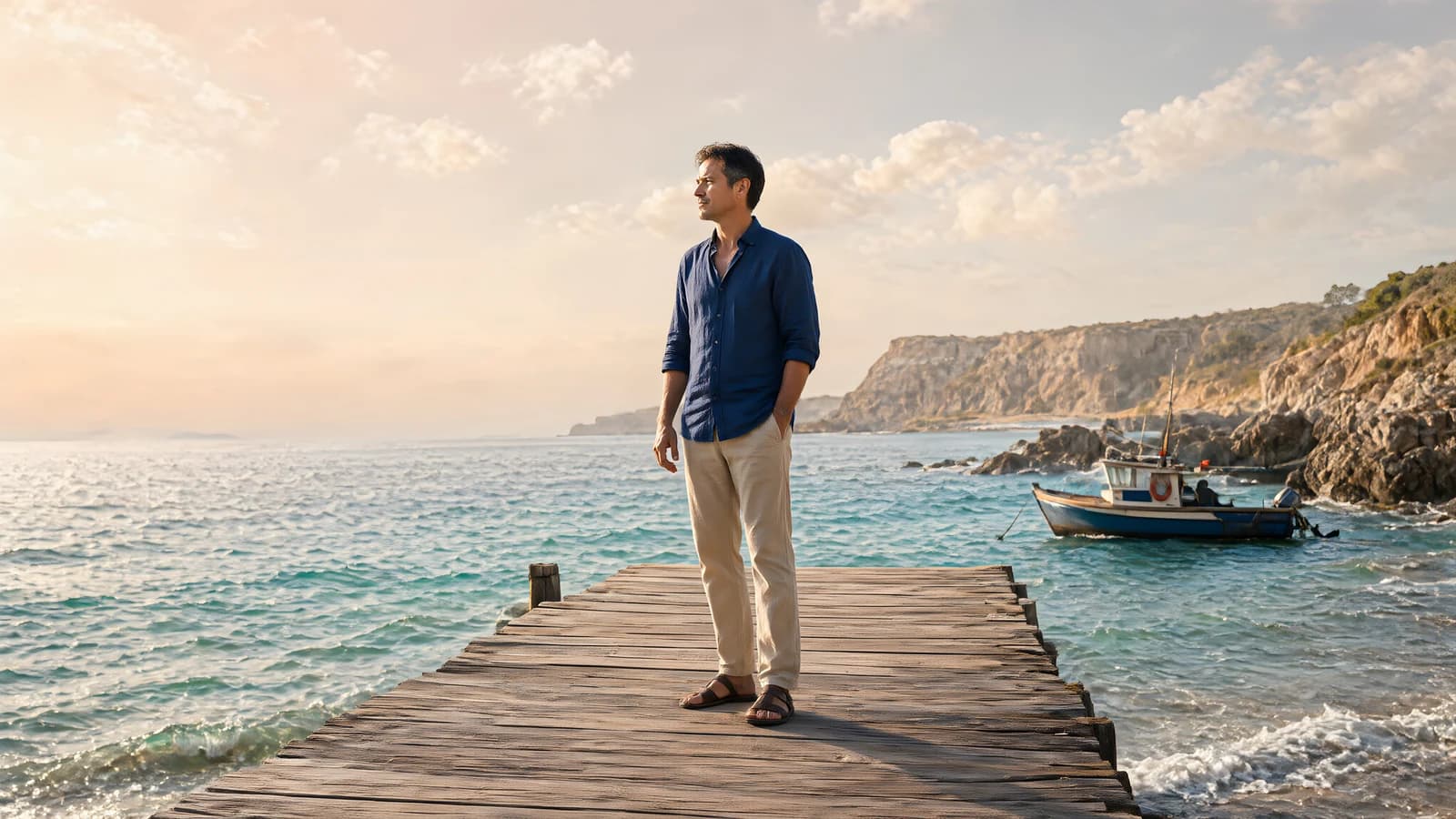 Man on a Wooden Pier