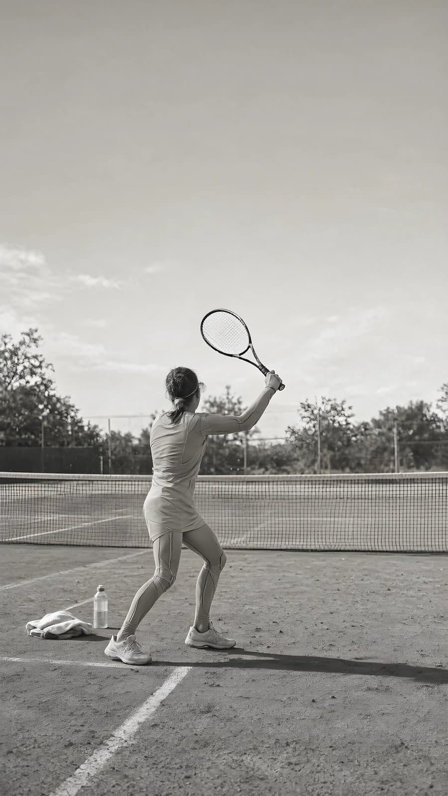 Tennis Player Preparing to Serve