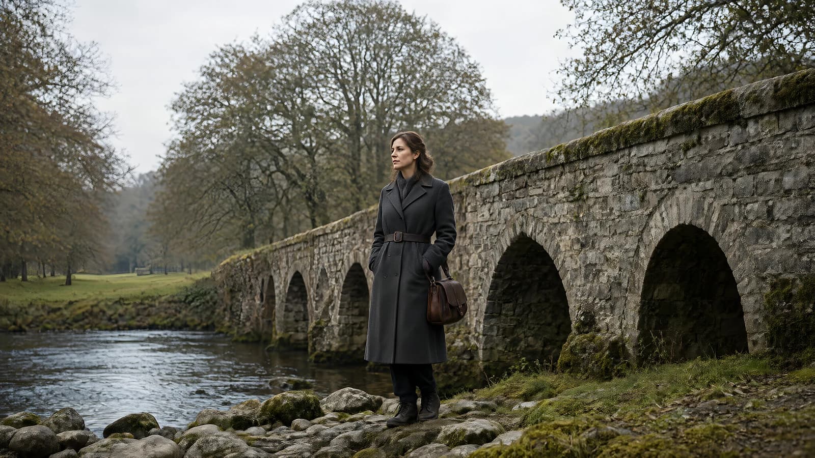 Woman by a Stone Bridge