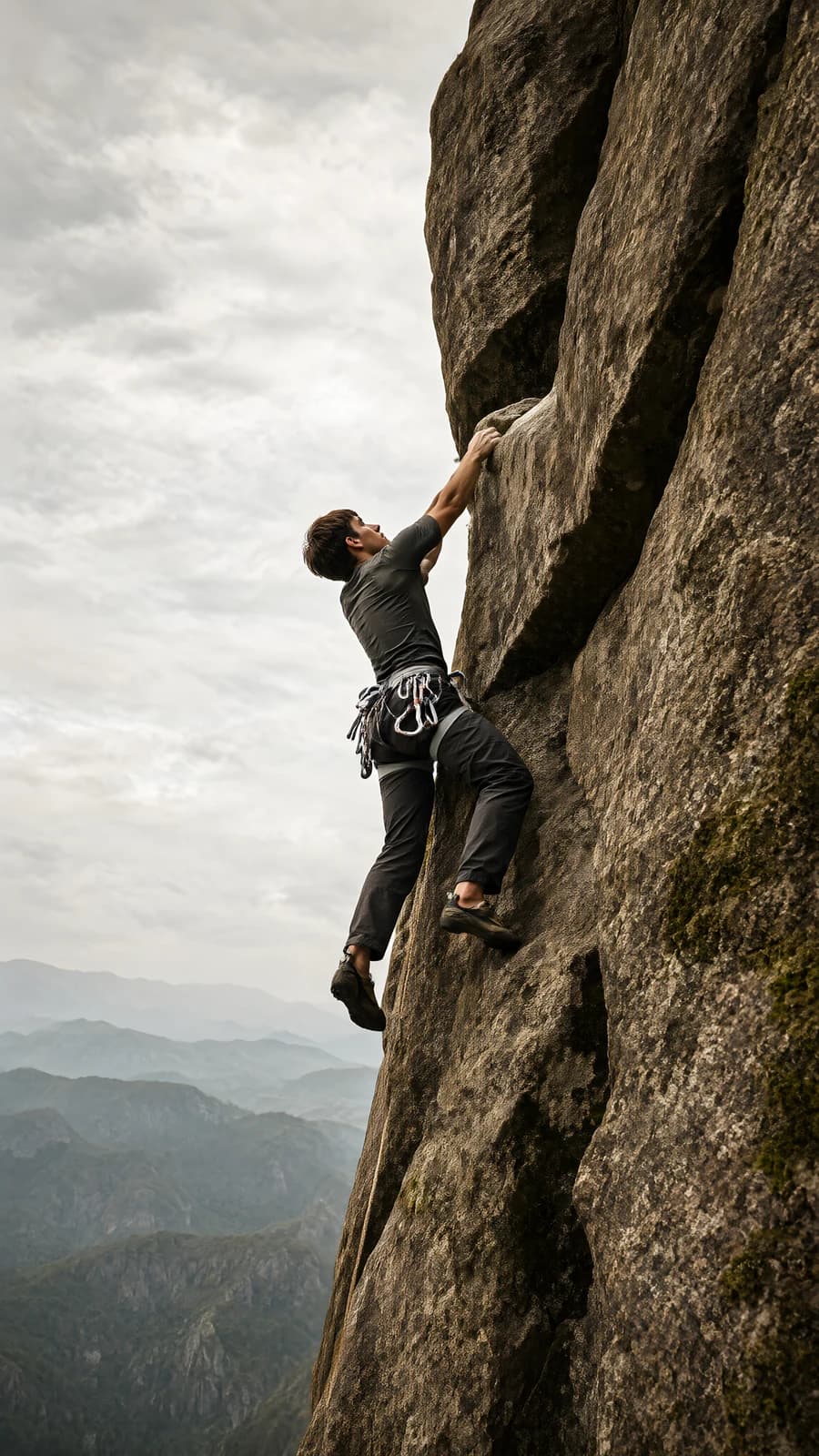 Rock Climber on a Steep Face