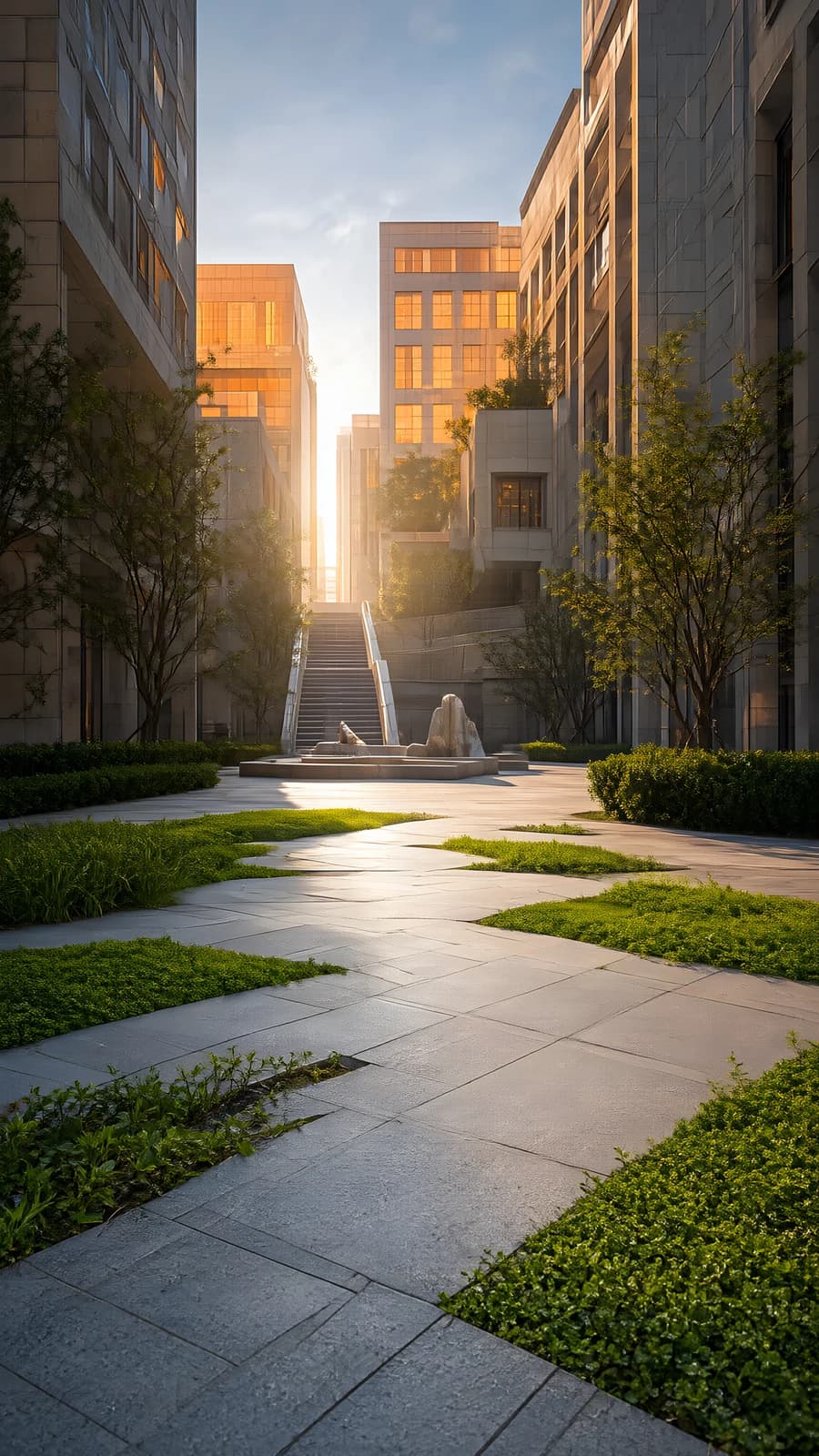 Sunlit Urban Plaza