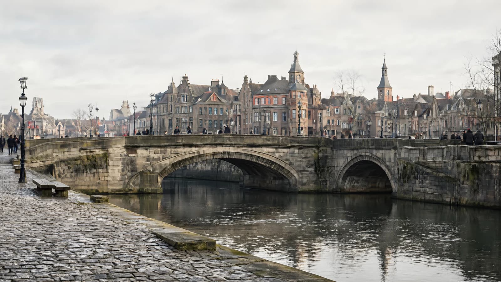Stone Bridge Over a Canal