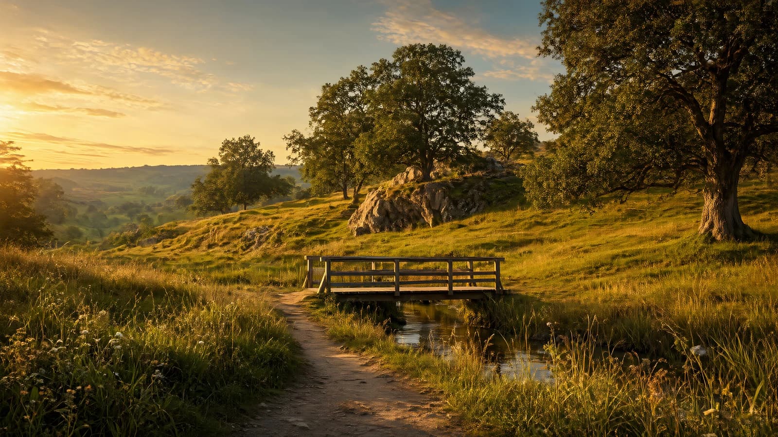 Countryside Path at Sunset
