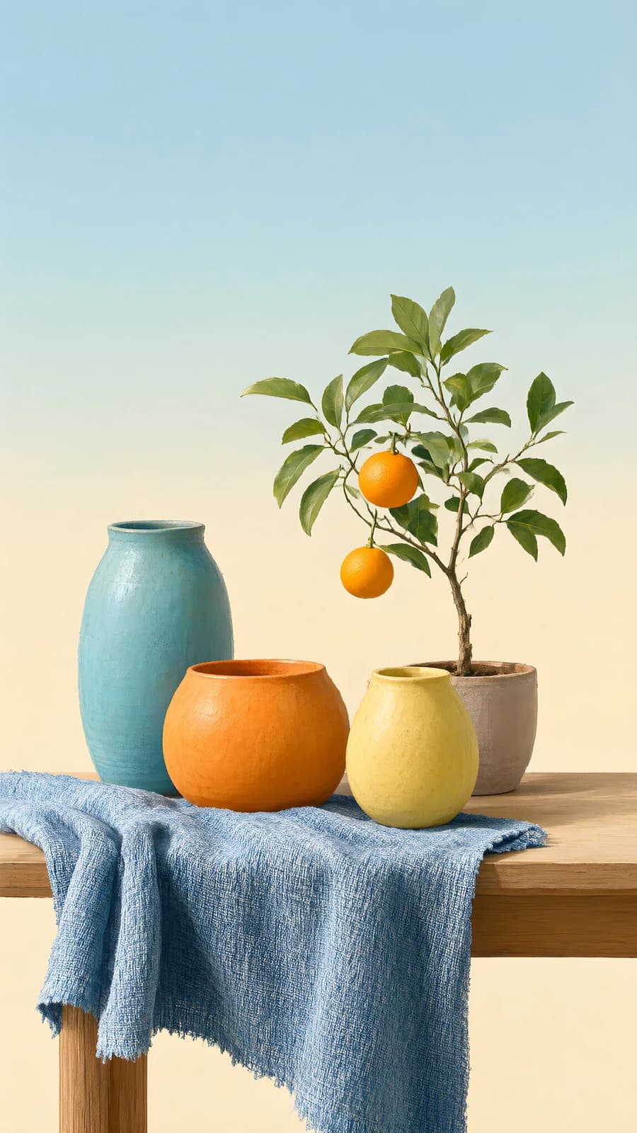 Still Life with Vases and Citrus Tree