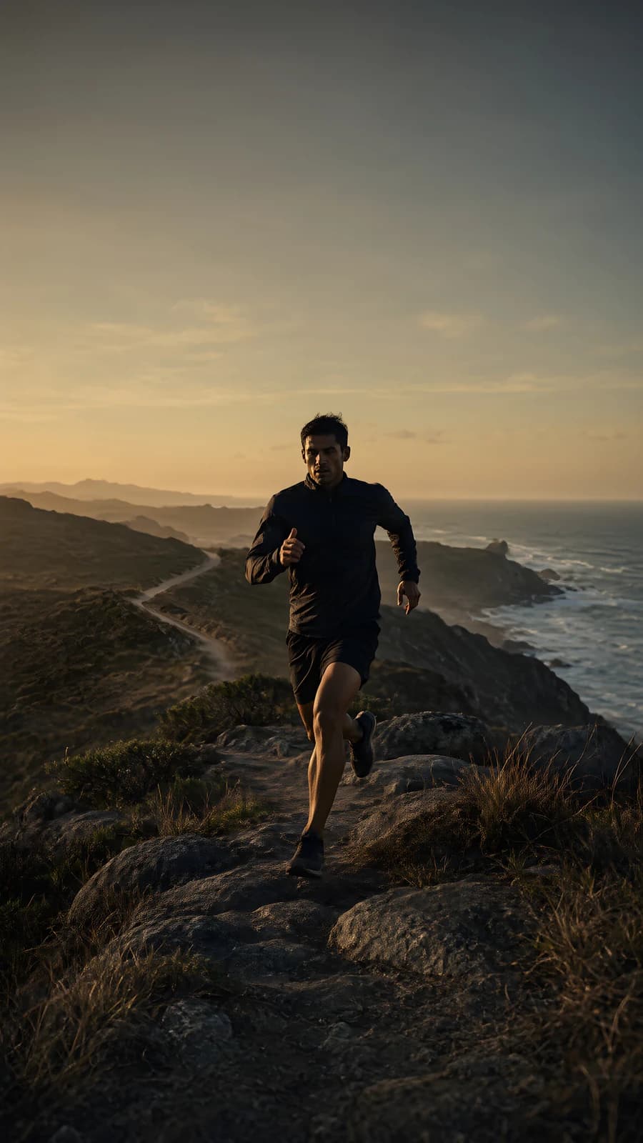Runner on a Coastal Ridge