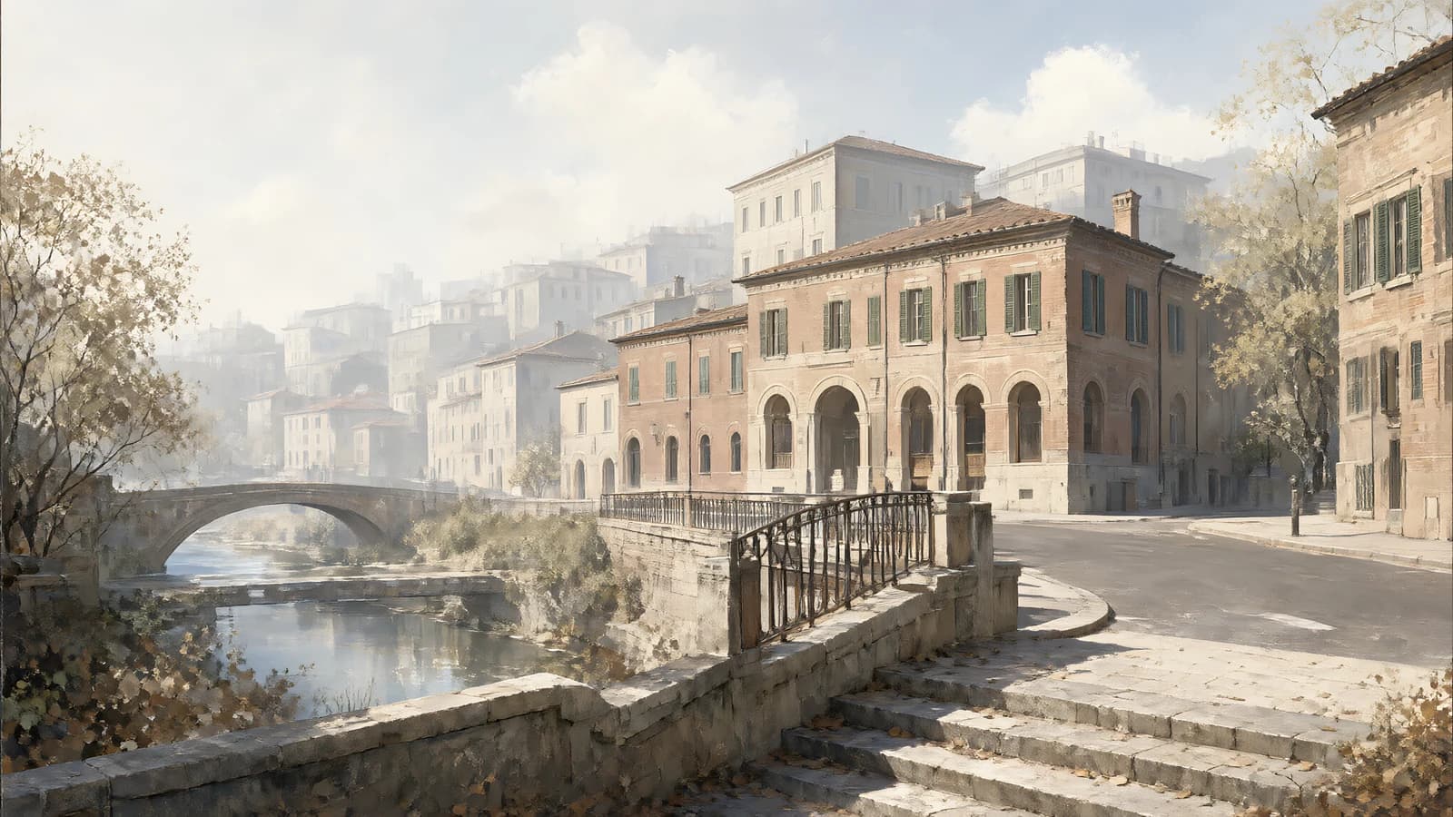 Misty European Cityscape