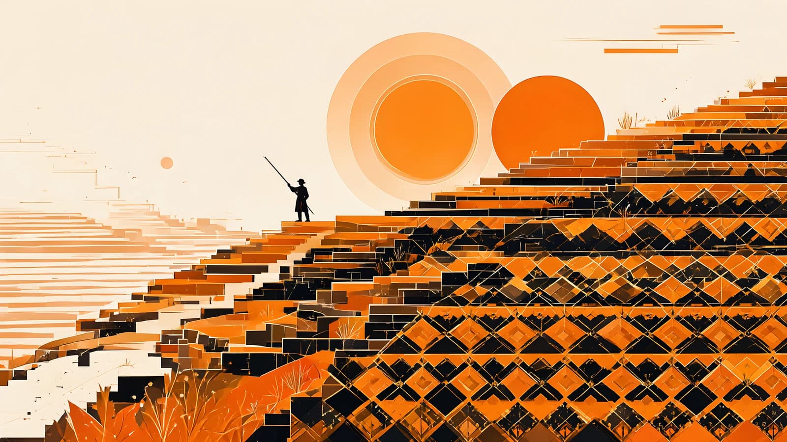 Silhouette on Orange Terraces