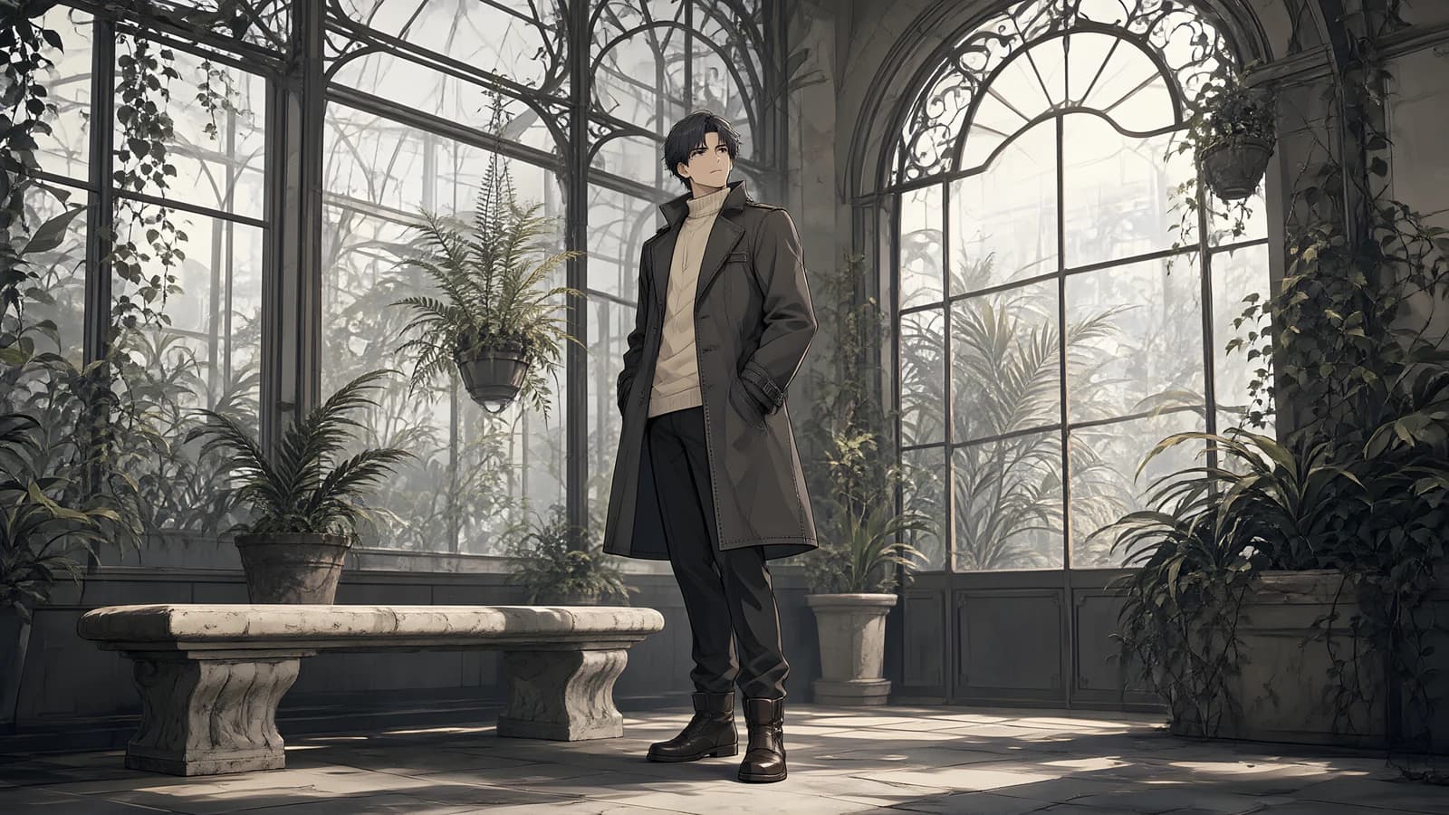 Man in a Greenhouse
